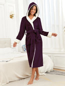 Facecloth colorful hooded robe dark purple S