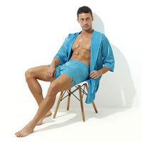 Thin Loose Short Sleeve Pajamas Blue