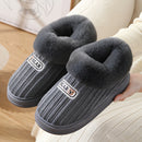 Warm House Slippers Covered Heel Cotton Shoes Indoor Thick-soled Non-slip Fluffy Slippers