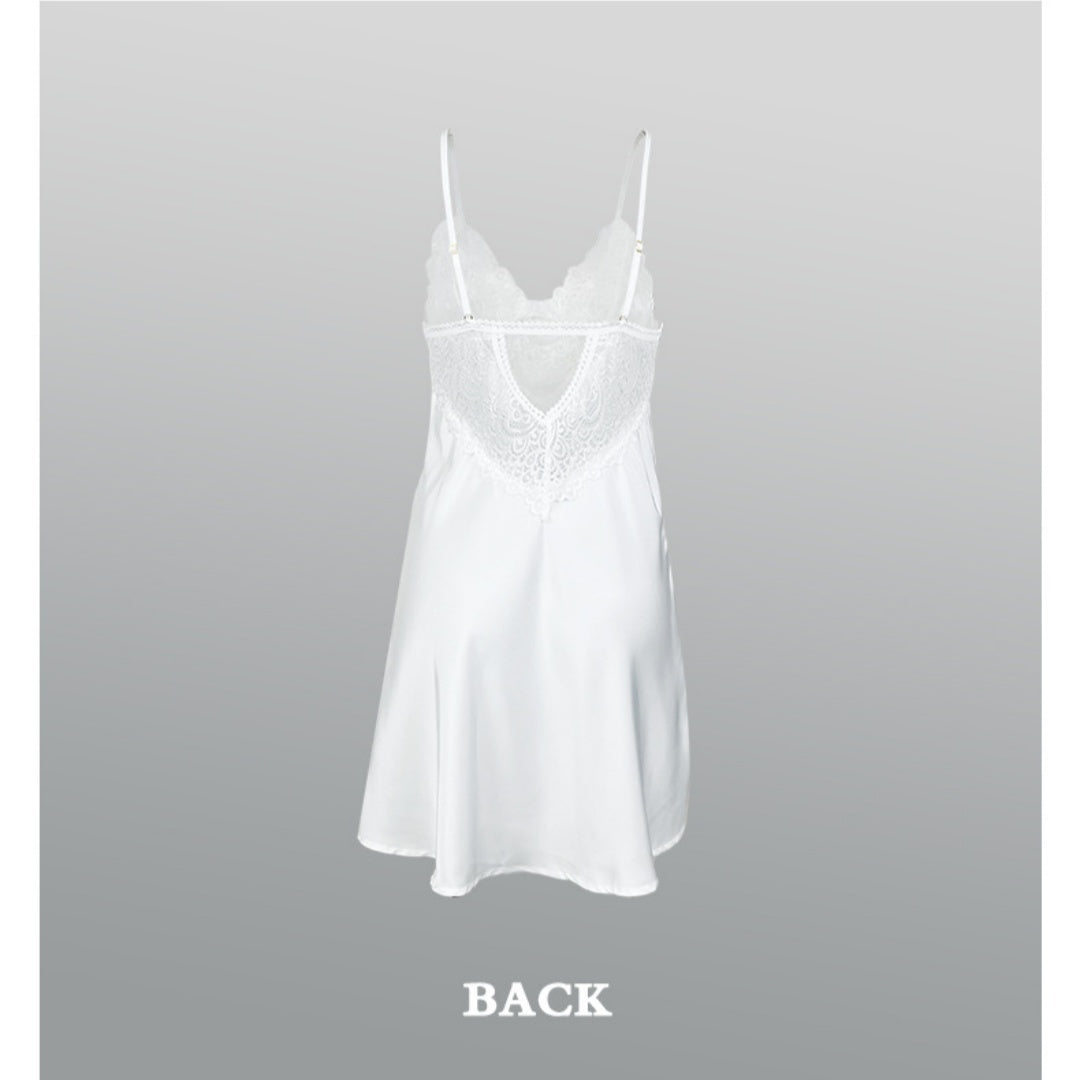 Satin Lace Stitching Slip Nightdress