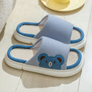 Cute Rabbit Slippers Linen House Shoes Blue