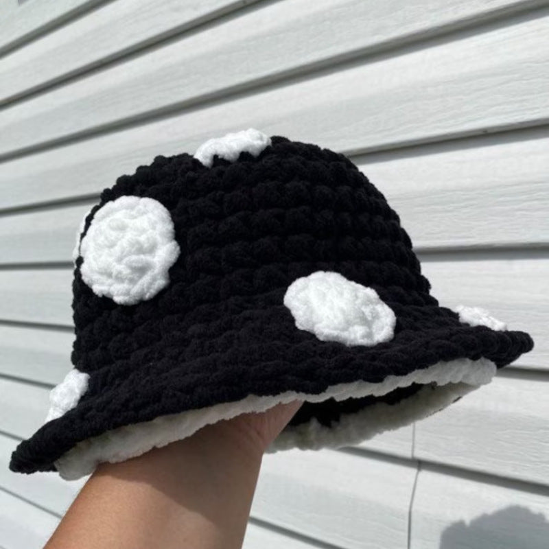 Cute Handmade Knitted Plush Mob Cap For Kids