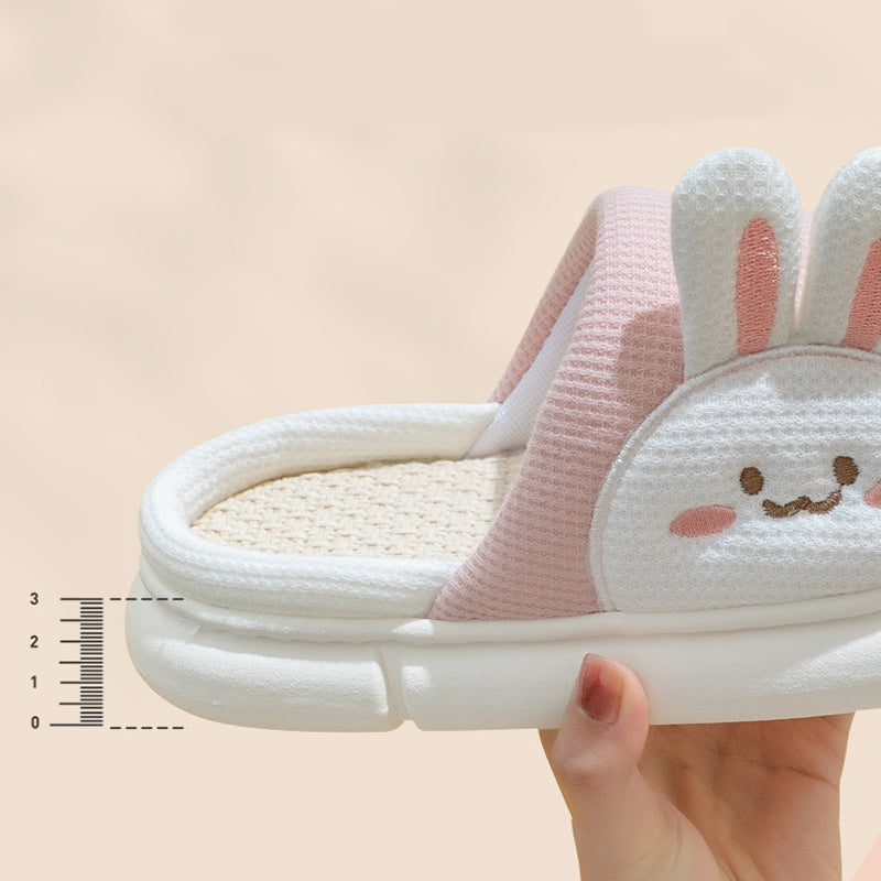 Cute Rabbit Slippers Linen House Shoes