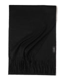 Pure Color Water Ripple Cashmere Warm Scarf Big Black 180cm