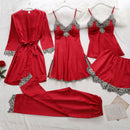 5pcs Pajama Set Women Red