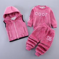 Children's Pyjamas Three Piece Set Letter Set Rose Red