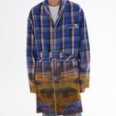 Oil Painting Gradient Printing Bathrobe Plaid Long Pajamas