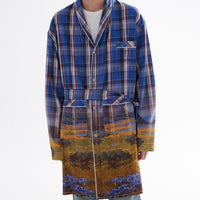 Oil Painting Gradient Printing Bathrobe Plaid Long Pajamas