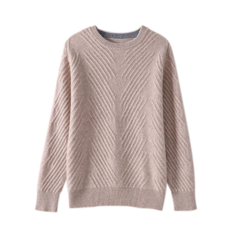 97% Cashmere Men's Round Neck Padded Sweater