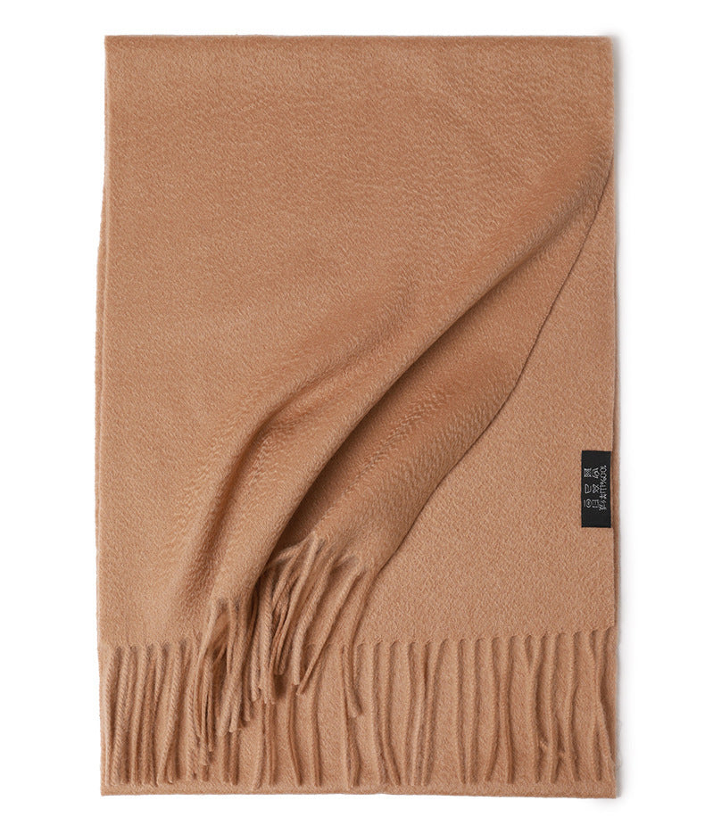 Pure Color Water Ripple Cashmere Warm Scarf Curcuma Aromatica Camel 180cm