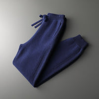 Thickened Casual 100% Cashmere Set Dark Blue Pants