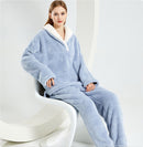 Flannel Pajamas Set Blue Without Embroidery