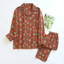 Woven Jacquard Lapel Pajamas Suit Loose