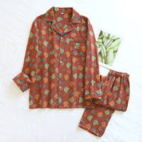 Woven Jacquard Lapel Pajamas Suit Loose