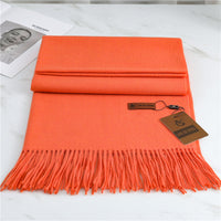 Women's Fashion Scarf Imitation Cashmere FYR330 8 Orange 190x68cm With Tassels