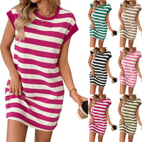 Round Neck Short Sleeve Striped