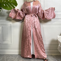 Luxury Printed Satin Cardigan Robe Pink