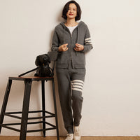 Pure Cashmere Women's Casual Sweater Pants Suit