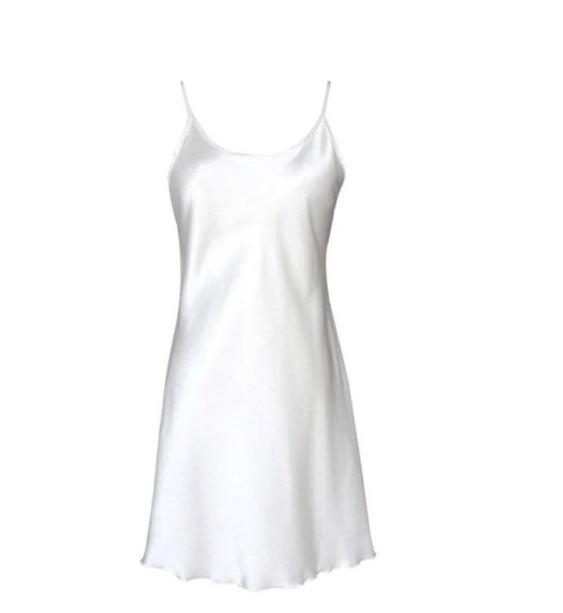 Satin Silk Nightwear/Sleepwear For Women White