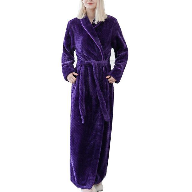 Unisex Winter Fleece Bath Robe Purple