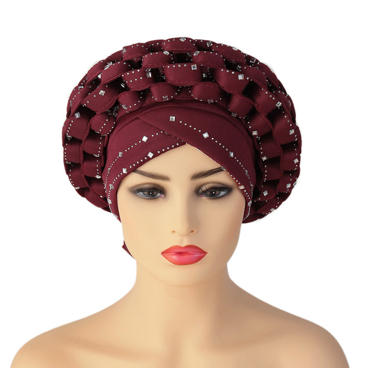 Muslim Adjustable Space Layer African Hat Wine Red Free size