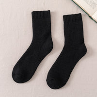 Warm Wool Socks Men Thickened Fleece Lined Black Free Size