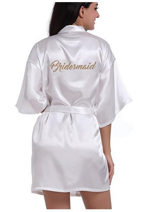 Silk Bridal Party Dressing Gown With Bride and Bridesmaid Print On The Back