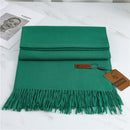 Women's Fashion Scarf Imitation Cashmere FYR330 26 Dark Green 190x68cm With Tassels