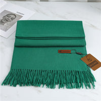 Women's Fashion Scarf Imitation Cashmere FYR330 26 Dark Green 190x68cm With Tassels