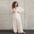 Cotton Linen Women Pajama Robe Sets