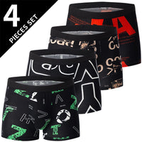 4-piece men's printed underwear black Pack of 4 US-L(AsiaXXXL)