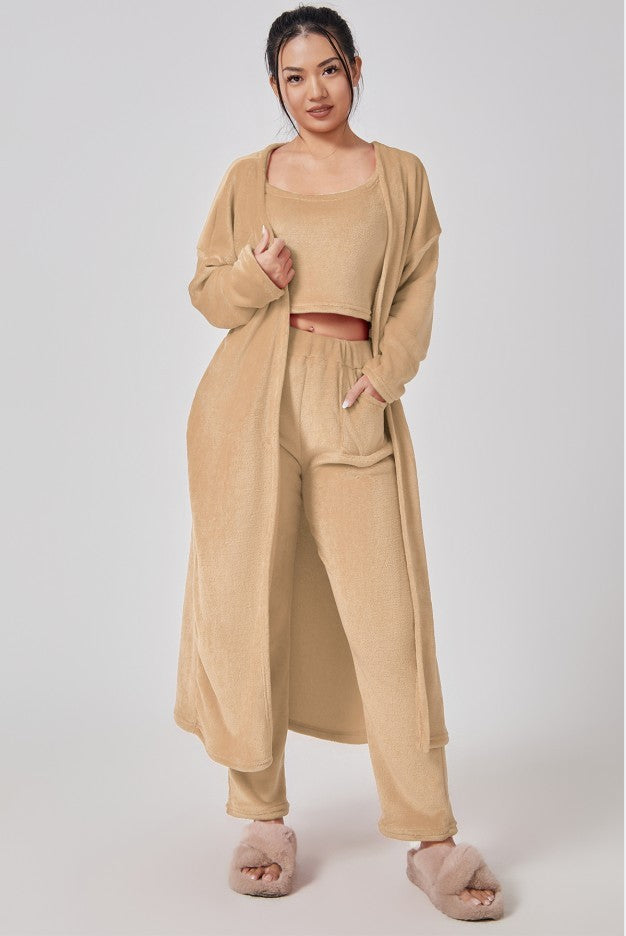 Cozy Pajama Set - 3 Piece Lounge Set Camel