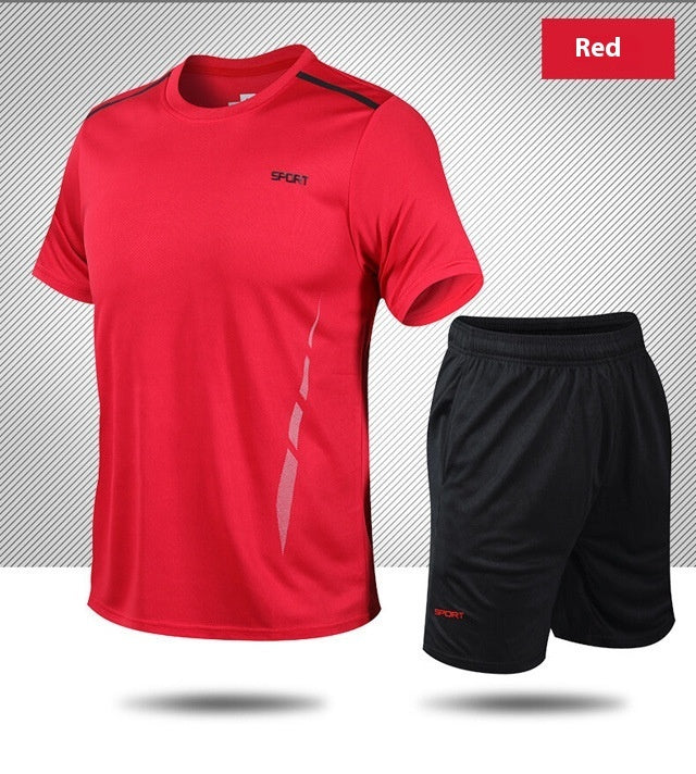 Sports Suit Loose Fitness Short Sleeve Men 1910 Red