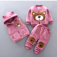 Children's Pyjamas Three Piece Set Big Head Bear Sets Of Pink