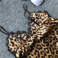 Silk Animal Print Pajamas Set With Lapels For Women