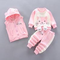 Children's Pyjamas Three Piece Set Kitten Set Pink