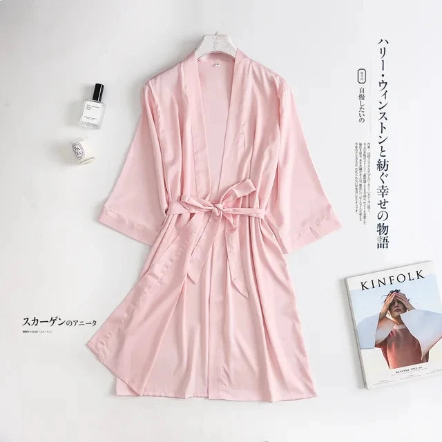 Women Wedding White Bride Robe Pink L