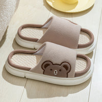 Cute Rabbit Slippers Linen House Shoes Coffee