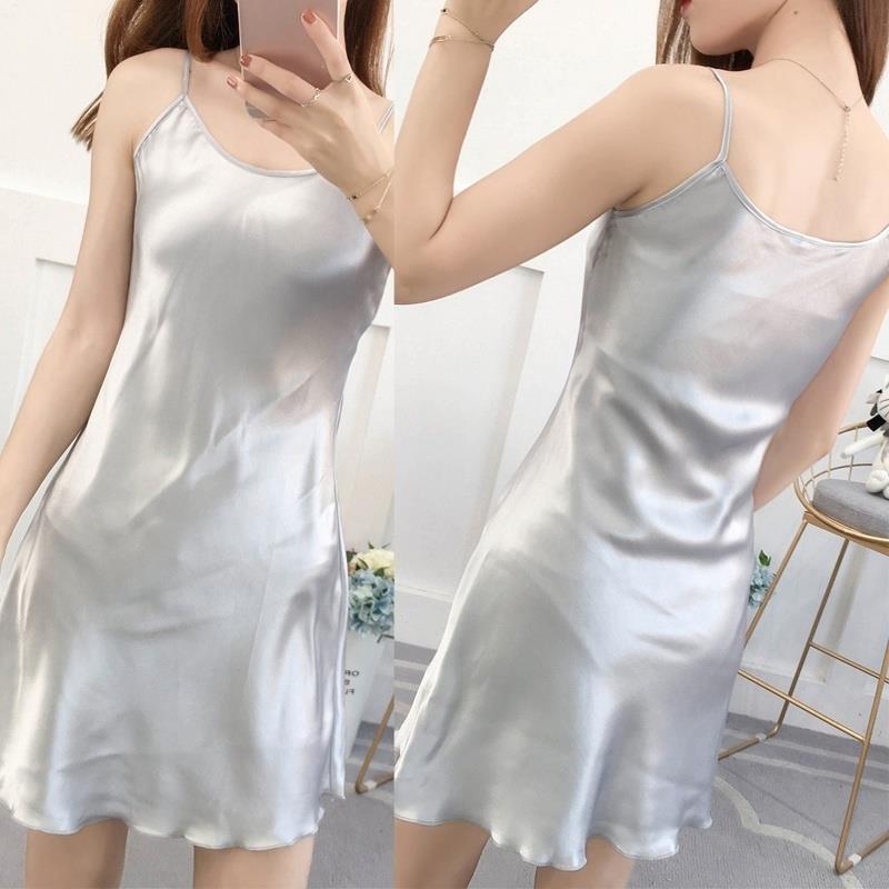 Satin Silk Nightwear/Sleepwear For Women Grey