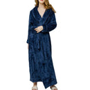 Unisex Winter Fleece Bath Robe Navy Blue