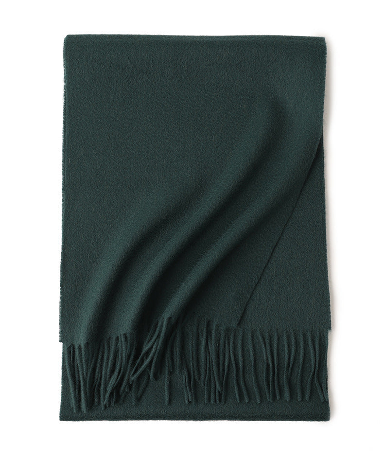 Pure Color Water Ripple Cashmere Warm Scarf Jungle Green 180cm