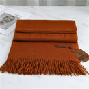 Women's Fashion Scarf Imitation Cashmere FYR330 21 Brown 190x68cm With Tassels