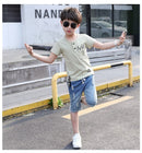 Children Clothing Summer Boys T-shirtDenim Shorts 2pcs Green