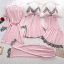 5pcs Pajama Set Women Pink