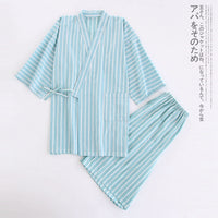 Cotton Washed Pyjamas Suit Mens striped green