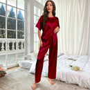 Ice Silk Pajamas For Women- Summer Wine Red