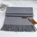 Women's Fashion Scarf Imitation Cashmere FYR330 19 Light Heather Gray 190x68cm With Tassels