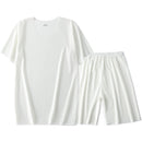 Home Wear Short Sleeve Shorts Suit Pajamas White Suit