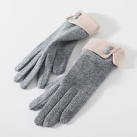 Thick Outdoor Cashmere Gloves For Women Grey One size