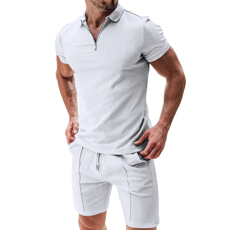 2Pcs Casual T-shirt and Short Set White